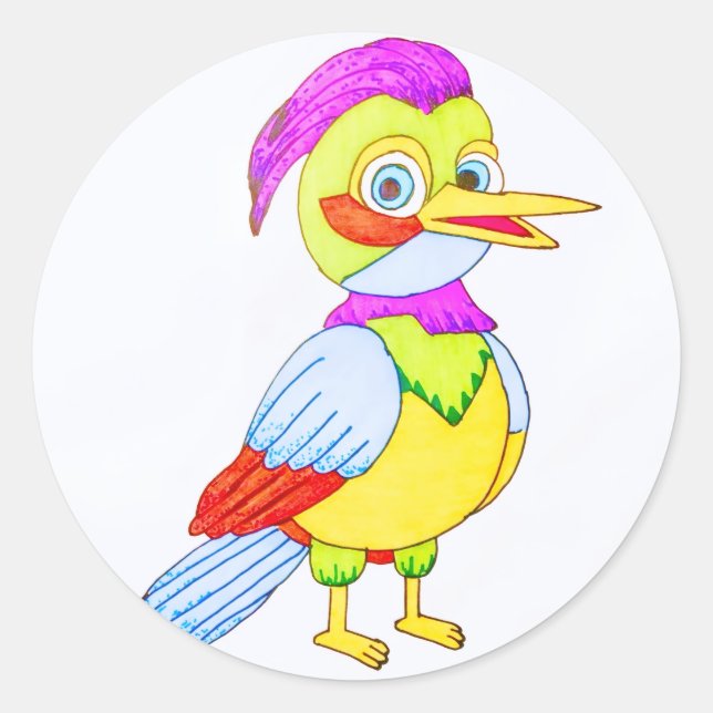Sticker Rond Colorful Cartoon Bird (Devant)