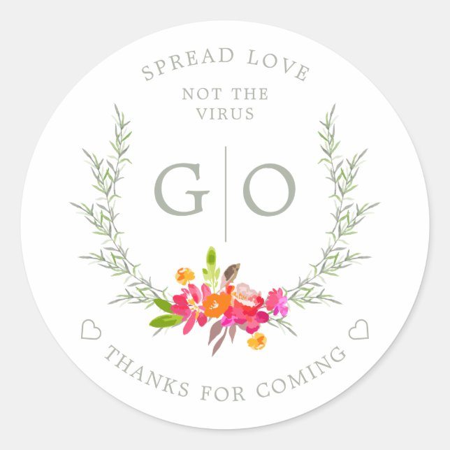 Sticker Rond Colorful Floral Wreath Wedding Sanitizer Hands (Devant)