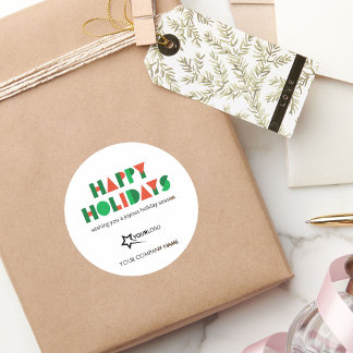 Sticker Rond Colorful Happy Holidays Custom Logo Business