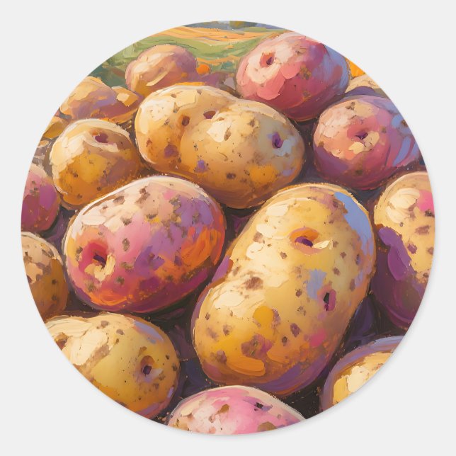 Sticker Rond Colorful Harvest Potatoes  (Devant)