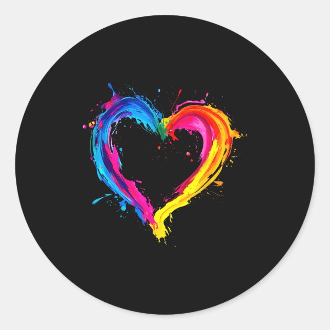 Sticker Rond Colorful Heart Love Valentines Day  (Devant)