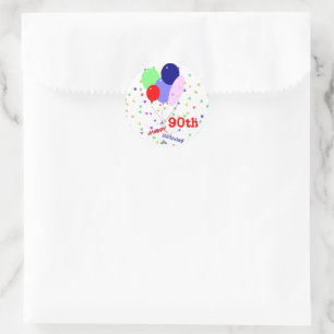 Sticker Rond Colorful Joyeux 90e Anniversaire Ballons