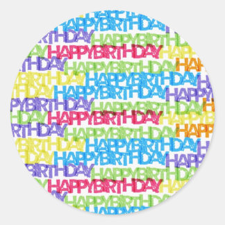 Sticker Rond Colorful Joyeux Anniversaire Mot Art