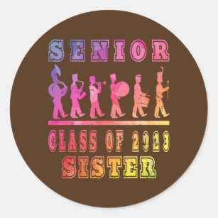 Sticker Rond Colorful Marching Band Classe de 2023 Senior