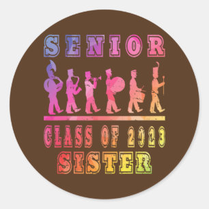 Sticker Rond Colorful Marching Band Classe de 2023 Senior