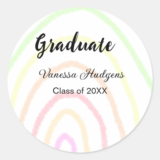Sticker Rond Colorful rainbow Boho graduation ajouter nom année (Devant)