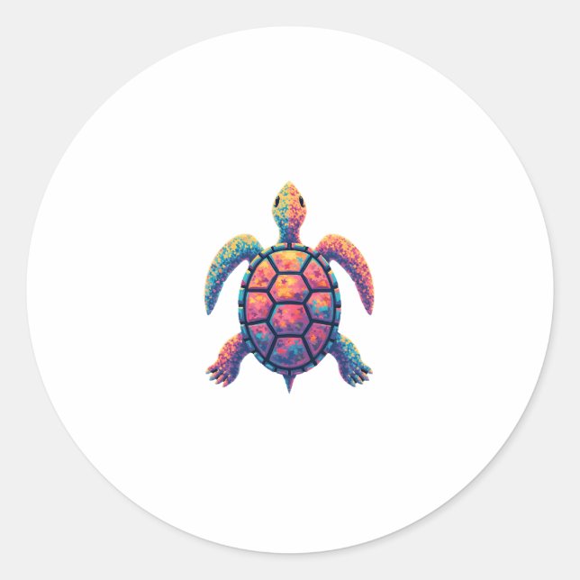 Sticker Rond Colorful Splash Eastern Box Turtle (1) (Devant)