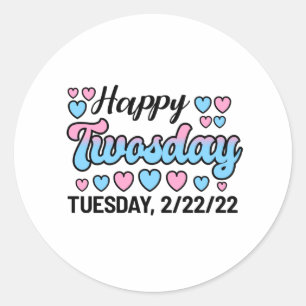 Sticker Rond Colorful Twosday 22 février 2022 Coeurs