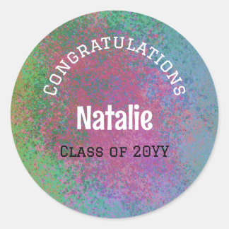 Sticker Rond Colour Splatter Classe de graduation personnalisée