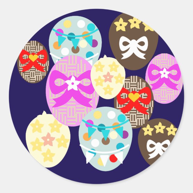 Sticker Rond Colourful patterned Easter Egg   (Devant)
