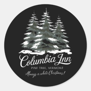 Sticker Rond Columbia Inn Pine Tree Vermont Un Noël Blanc