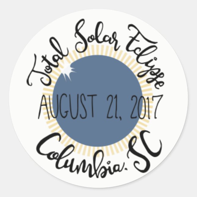 Sticker rond Columbia SC 2017 Total Solar Eclipse (Devant)