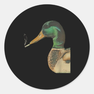 Sticker Rond Colvert fumant une cigarette mème canard colvert d