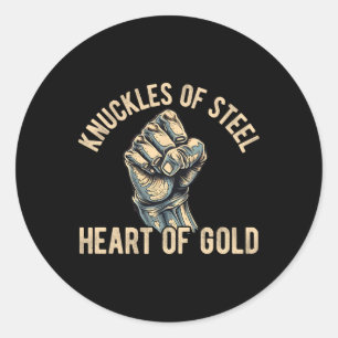 Sticker Rond Combat à poings nus hommes lutte pugilistique comb