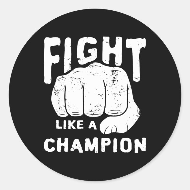 Sticker Rond Combat Boxe Kickboxing Match Combattant Arts Marti (Devant)