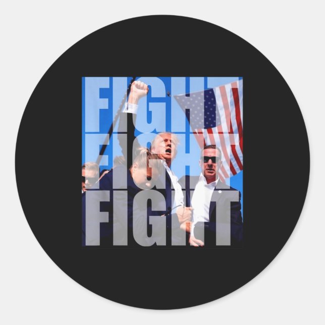 Sticker Rond Combat Combat Combat Pour Donald Trump 2024 Électi (Devant)