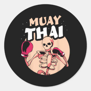 Sticker Rond Combat de boxe thaïlandaise amateur d'arts martiau