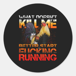 Sticker Rond Combat de Coq Amusant
