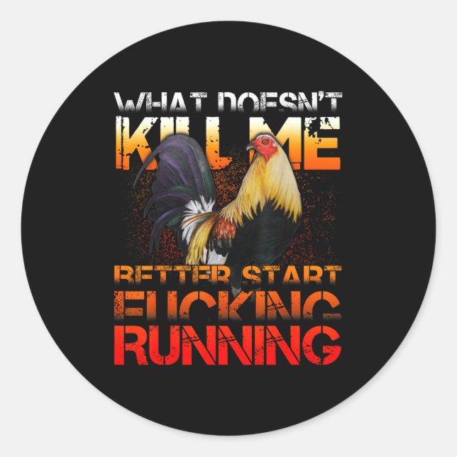 Sticker Rond Combat de Coq Amusant  (Devant)