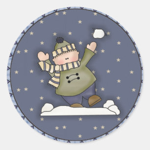 Sticker Rond Combat de snowball