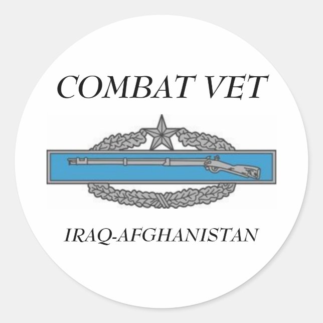 Sticker Rond CombatInfBadge2Awd, COMBAT VET, IRAK-AFGHANISTAN (Devant)
