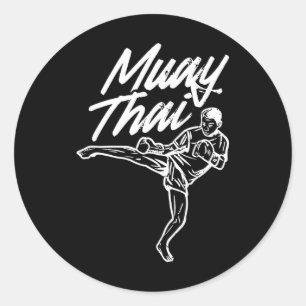 Sticker Rond Combattant d'arts martiaux de Muay Thai combattant