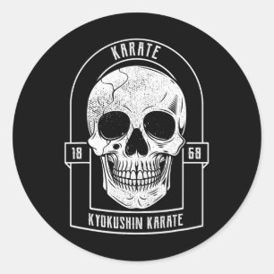Sticker Rond Combattant de karaté squelette Japon arts martiaux