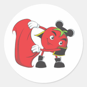Sticker Rond Combattant de Taureau de tomate