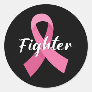 Sticker Rond Combattant du cancer du sein Ruban rose de sensibi
