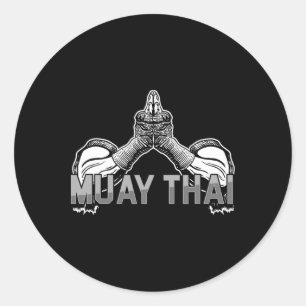Sticker Rond Combattant Muay Thai Sports Mma Arts Martiaux Thaï