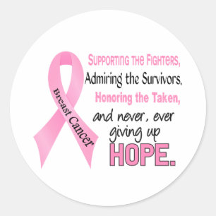 Sticker Rond Combattants survivants pris rose Ruban Cancer du s