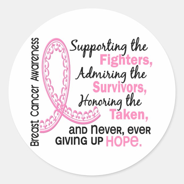 Sticker Rond Combattez les survivants pris 4 Cancer du sein (Devant)
