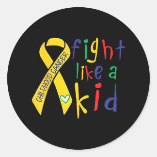 Sticker Rond Combattre comme Kid Gold Ribbon Enfance Cancer Awa