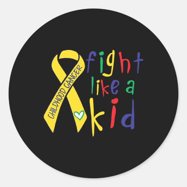 Sticker Rond Combattre comme Kid Gold Ribbon Enfance Cancer Awa (Devant)