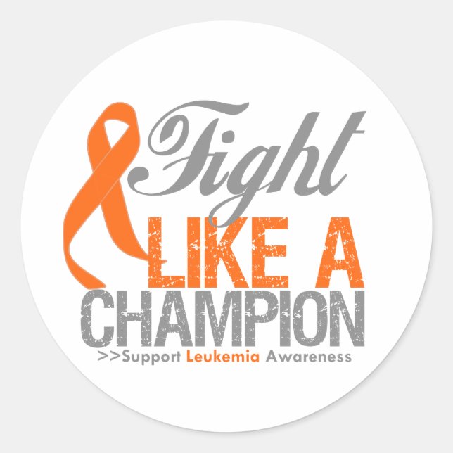 Sticker Rond Combattre comme un champion de la leucémie (Devant)