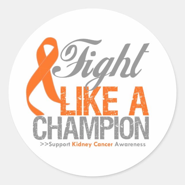 Sticker Rond Combattre comme un champion du cancer du rein (Devant)