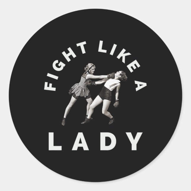 Sticker Rond Combattre comme une dame Boxing (Devant)