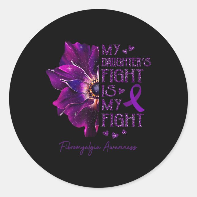 Sticker Rond Combattre est mon combat Anémonique Fibromyalgie s (Devant)
