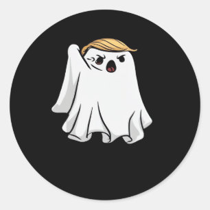 Sticker Rond Combattre Funny Halloween Trumpkin