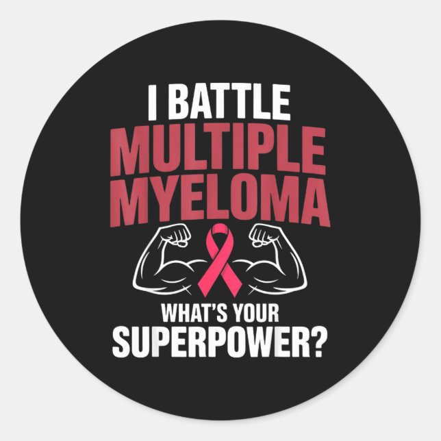 Sticker Rond Combattre le myélome multiple superpuissance comba (Devant)