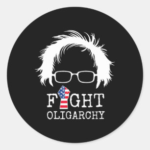 Sticker Rond Combattre l'oligarchie Sanders et AOC Liberté État