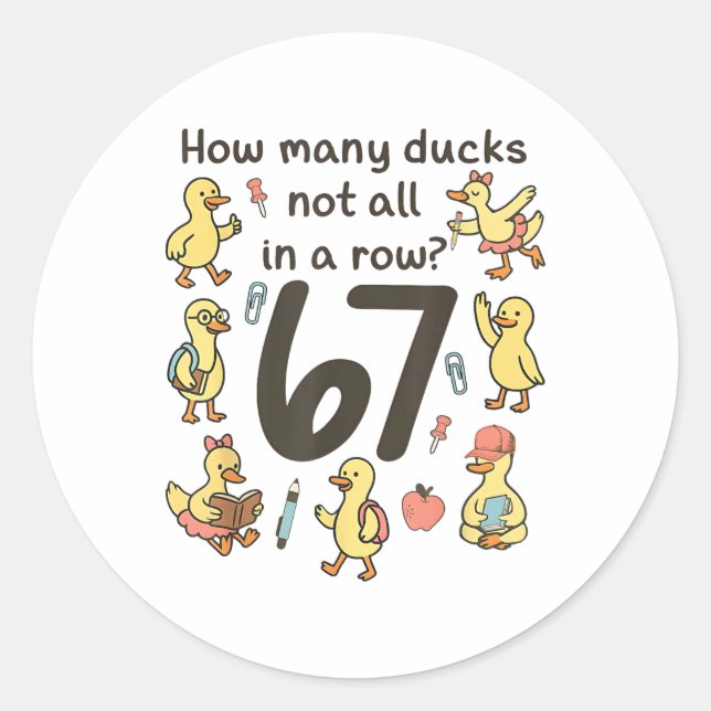 Sticker Rond Combien de canards pas tous alignés 67 Canard drôl (Devant)