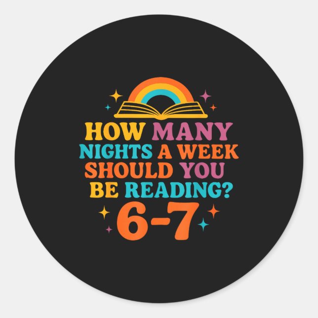 Sticker Rond Combien de nuits par semaine devriez-vous lire 67  (Devant)