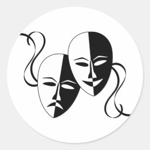 Sticker Rond Comédie et tragédie Masques de théâtre / Visages