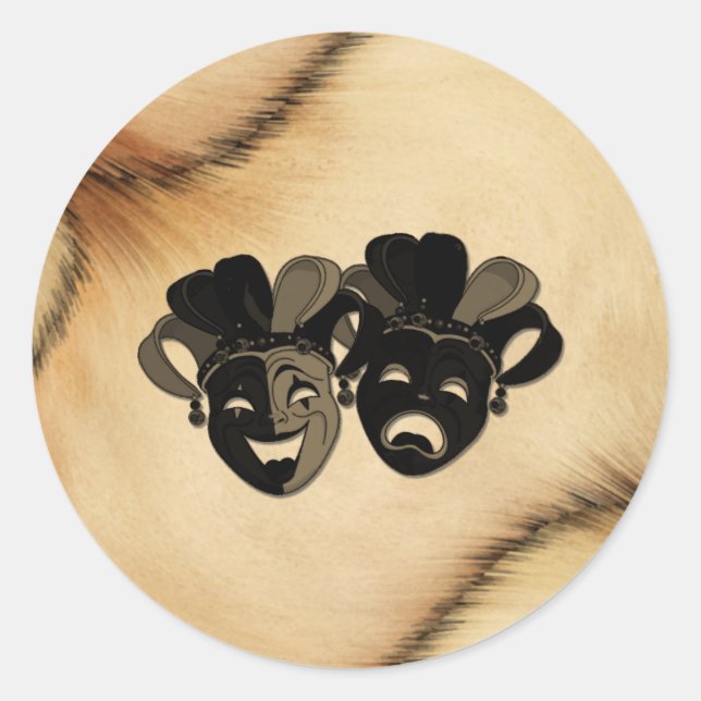 Sticker Rond Comédie rustique et théâtre de tragédie (Devant)