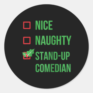 Sticker Rond Comédien de stand-up Funny Pajama Cadeau de Noël R