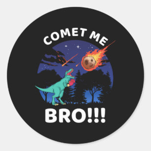 Sticker Rond Comète Mec Drôle Boxe T Rex Dinosaure Pun Extin