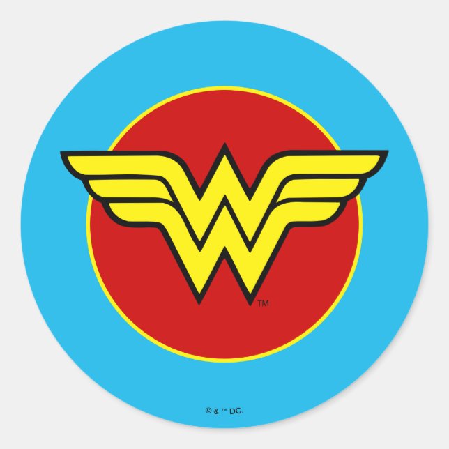 Sticker Rond Comics DC | Logo Wonder Woman | Joyeux anniversair (Devant)