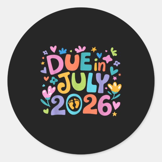 Sticker Rond Coming July 2026 Due In New Baby Mommy Mother Preg (Devant)