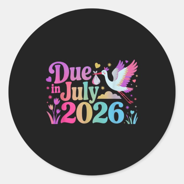 Sticker Rond Coming July 2026 Due In New Baby Mommy Mother Preg (Devant)